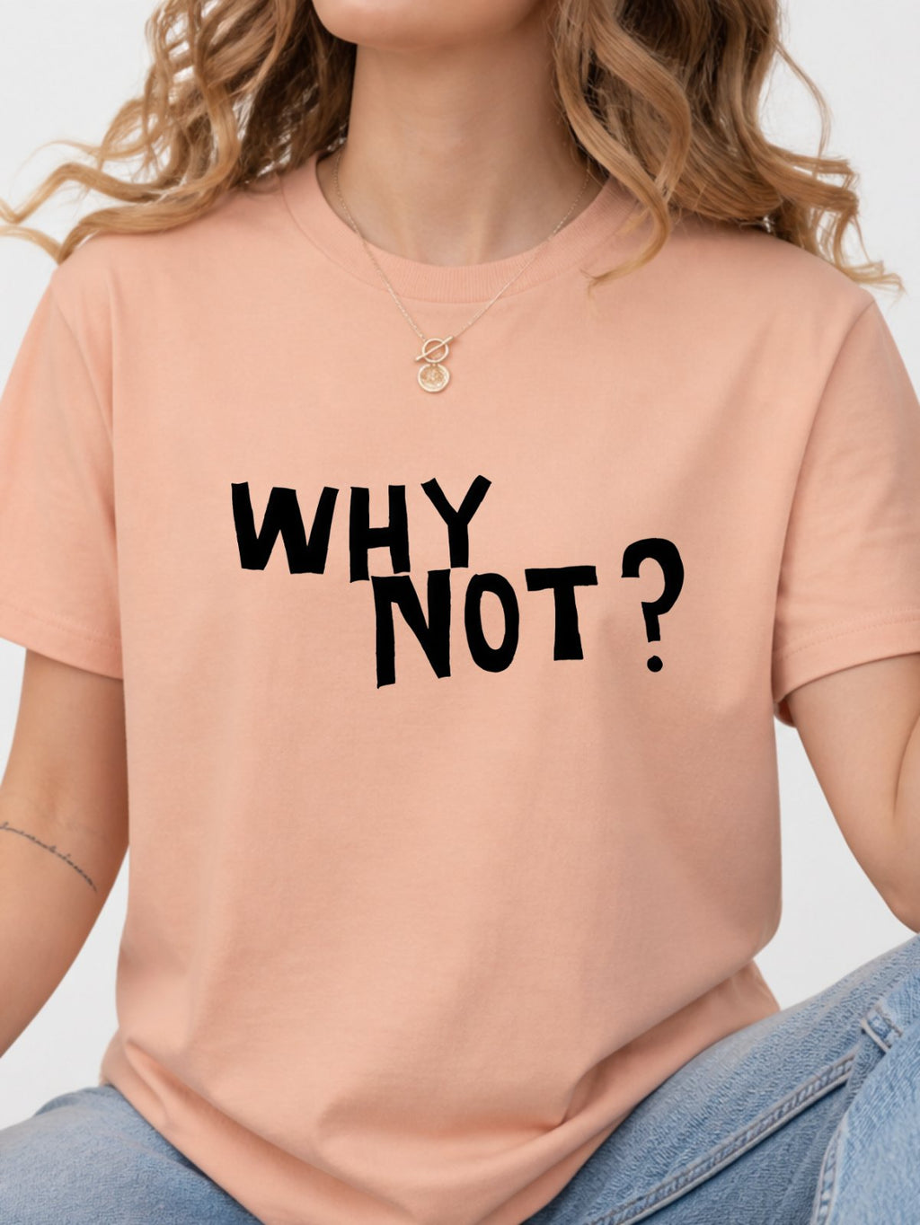 It's A New Day Coffee Cartoon Doodle Graphic T-Shirt - Dusty Rose Model
