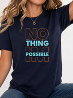 Nothing Is Possible Color Block Graphic T-Shirt - Navy Model
