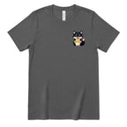 Cute Wolf Eating Ramen Pocket Print Tee, Kawaii Noodle Lover Shirt, Small Graphic T‑Shirt, Anime Food Tee, Casual Minimal Animal Top - Asphalt Front