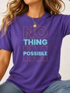 Nothing Is Possible Color Block Graphic T-Shirt - Lilac Model