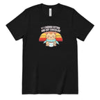 Retro Sunset Cat Tee, Cozy Fall Cat Lover T‑Shirt, Hot Chocolate Graphic Tee, Kitty Owner Gift Top - Black Front