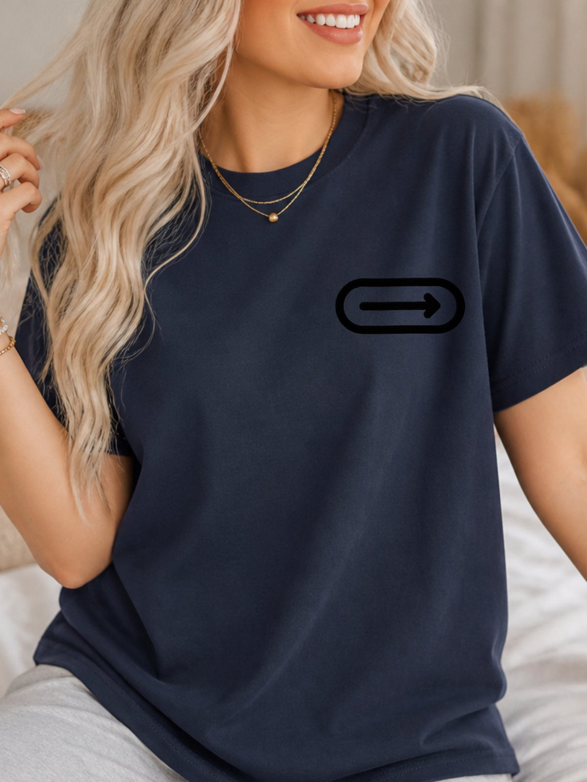 Right Arrow Icon Graphic Tee - Navy Model