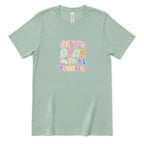 Retro Bubble Letter Positive Tee, Self Acceptance Graphic T‑Shirt, Mental Health Awareness, Be Kind To Yourself Top - Dusty Blue Front