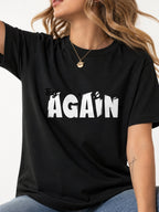 Try Again Cartoon Text Quote Graphic T-Shirt - Black Model