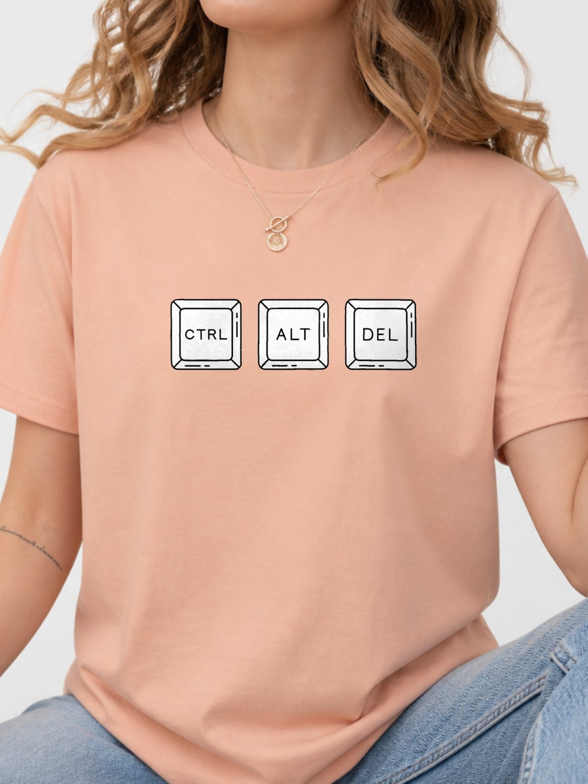 Ctrl Alt Del Keyboard Keys T-Shirt - Dusty Rose Model