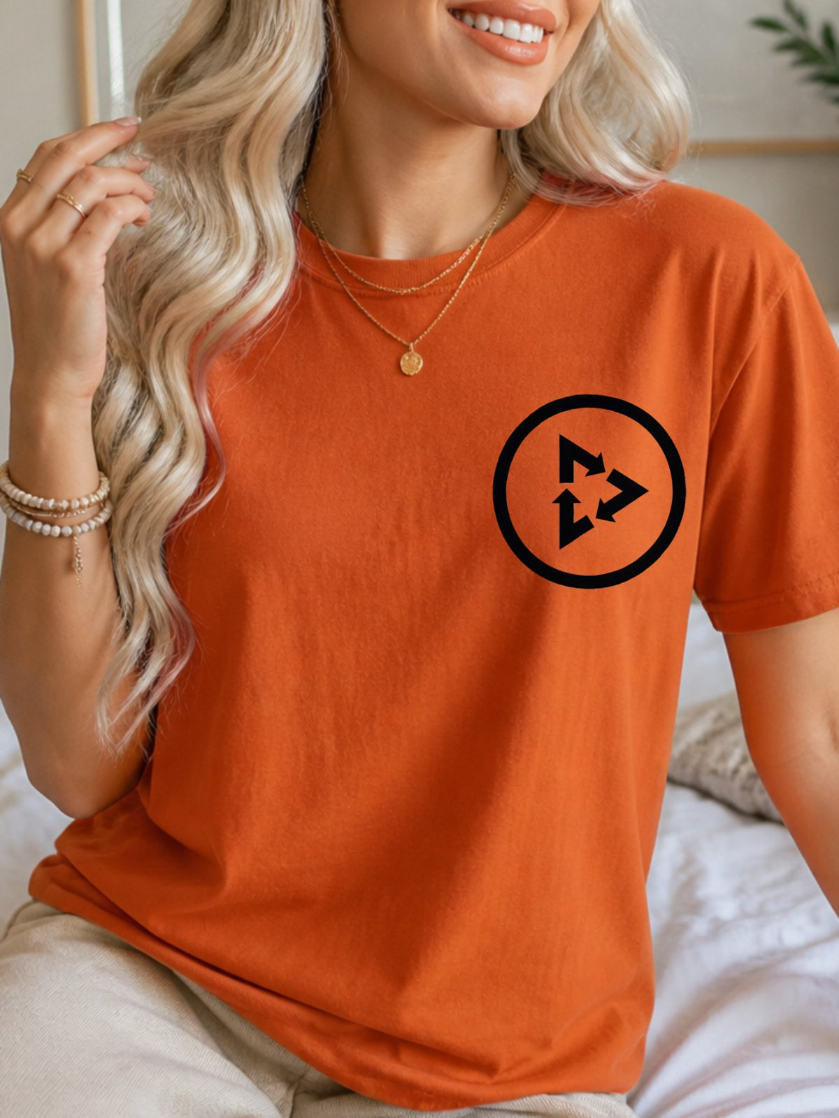 Circular Recycle Arrows Tee - Texas Orange Model