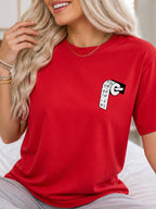 Why Not Bold Hand Drawn Text Graphic T-Shirt - Red Model
