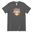 Retro Sunset Cat Tee, Cozy Fall Cat Lover T‑Shirt, Hot Chocolate Graphic Tee, Kitty Owner Gift Top - Asphalt Front
