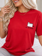 All We Know Folder Doodle Graphic T-Shirt - Red Model
