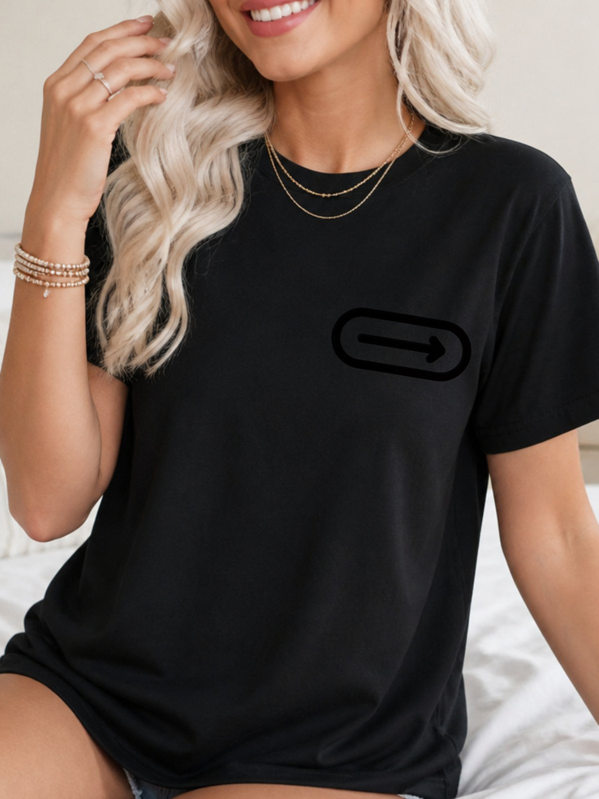 Right Arrow Icon Graphic Tee - Black Model