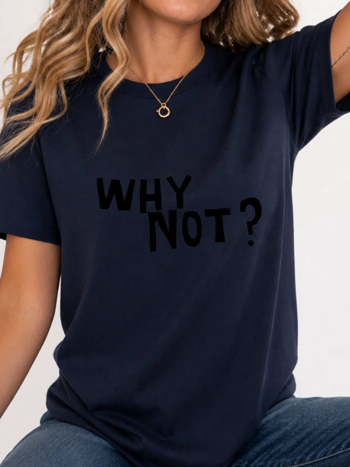 It's A New Day Coffee Cartoon Doodle Graphic T-Shirt - Navy Model