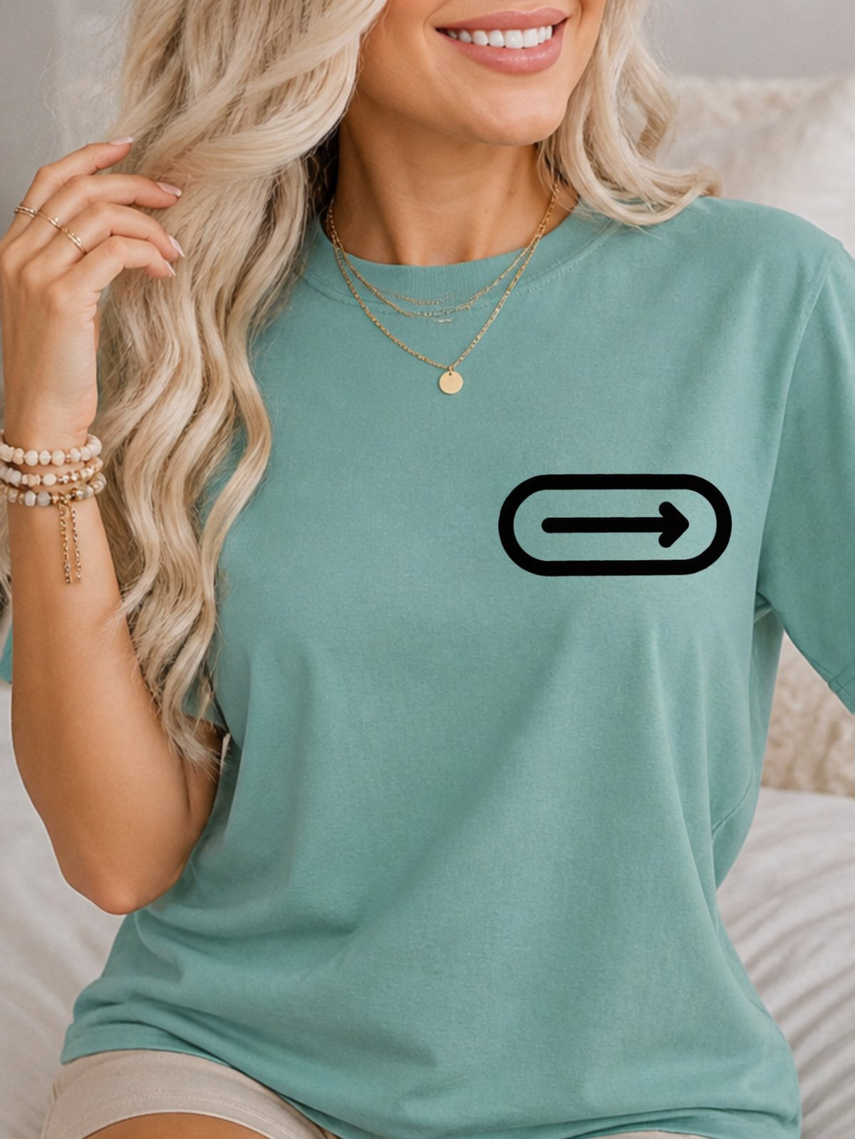 Right Arrow Icon Graphic Tee - Aquatic Model