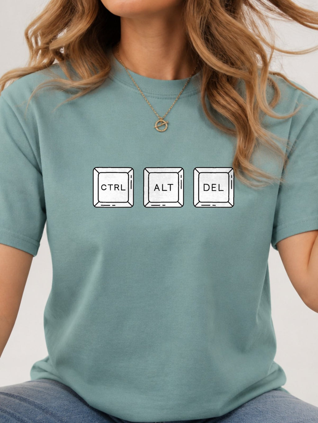 Ctrl Alt Del Keyboard Keys T-Shirt - Aquatic Model