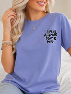 Life Is A Game Play To Win Hand Lettering Graphic T-Shirt - Violet Model