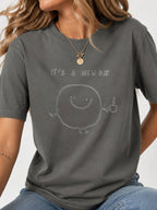It's A New Day Coffee Cartoon Doodle Graphic T-Shirt - Charcoal Model