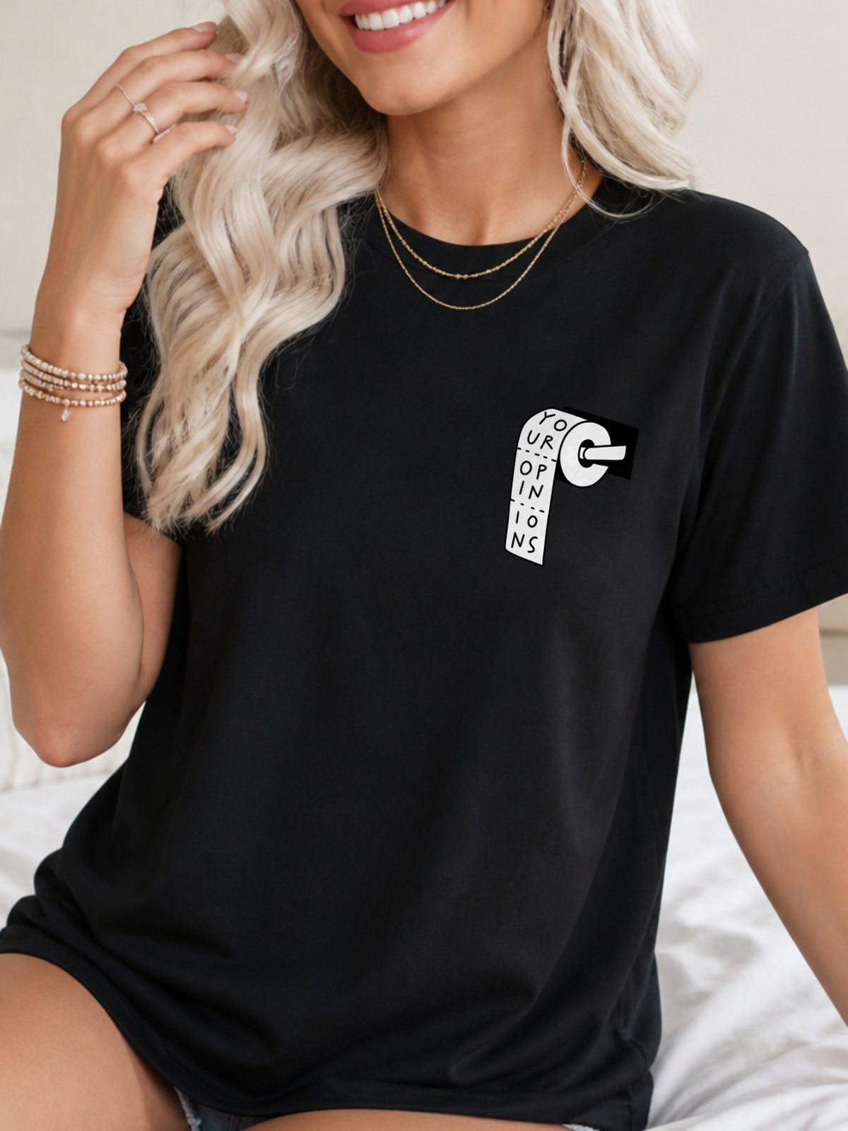 Why Not Bold Hand Drawn Text Graphic T-Shirt - Black Model