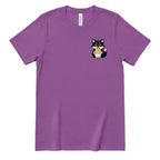 Cute Wolf Eating Ramen Pocket Print Tee, Kawaii Noodle Lover Shirt, Small Graphic T‑Shirt, Anime Food Tee, Casual Minimal Animal Top - Royal Purple Front