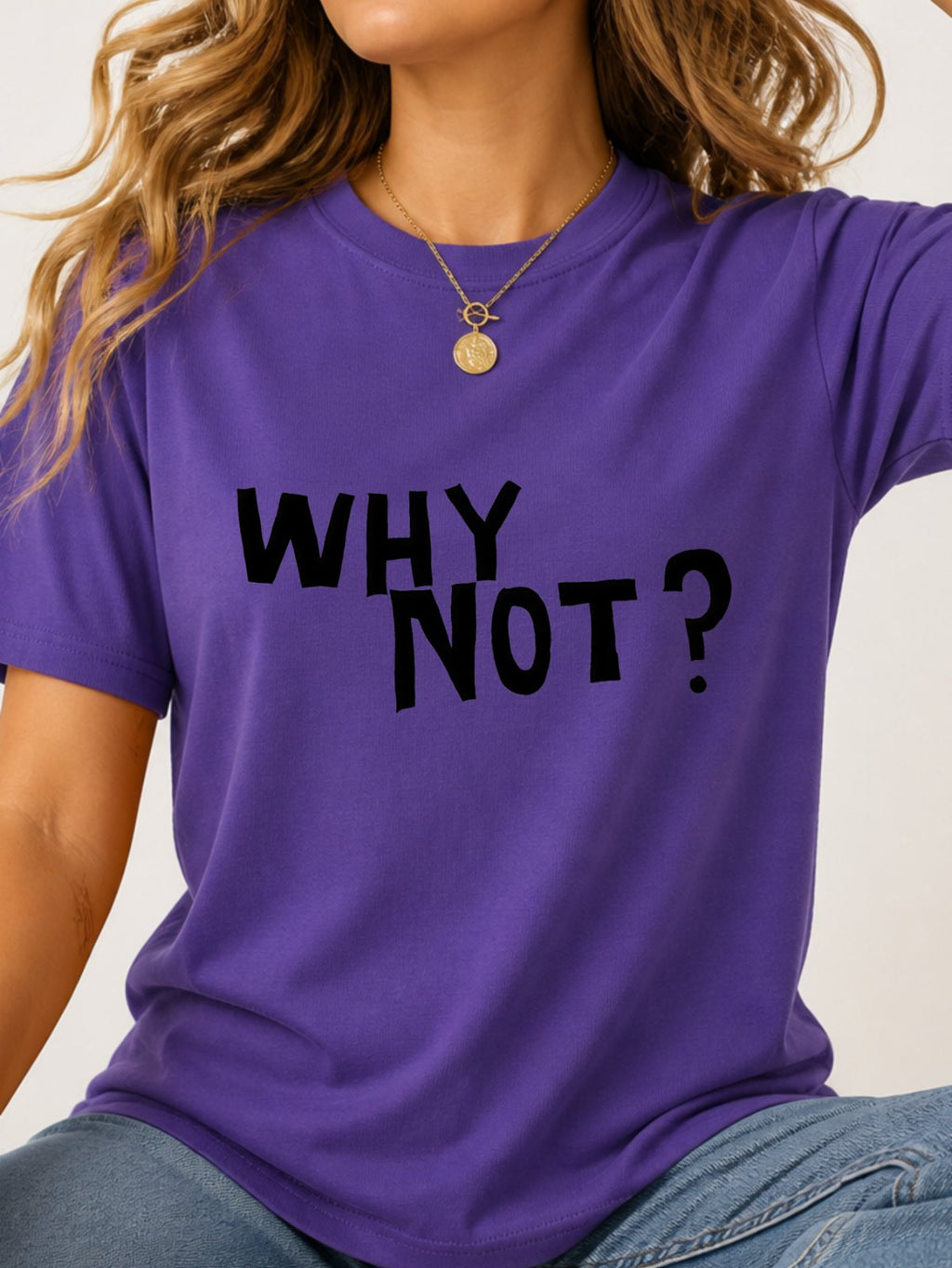It's A New Day Coffee Cartoon Doodle Graphic T-Shirt - Lilac Model