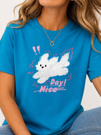 Nice Day Fluffy Dog Graphic T-Shirt - Sapphire Model