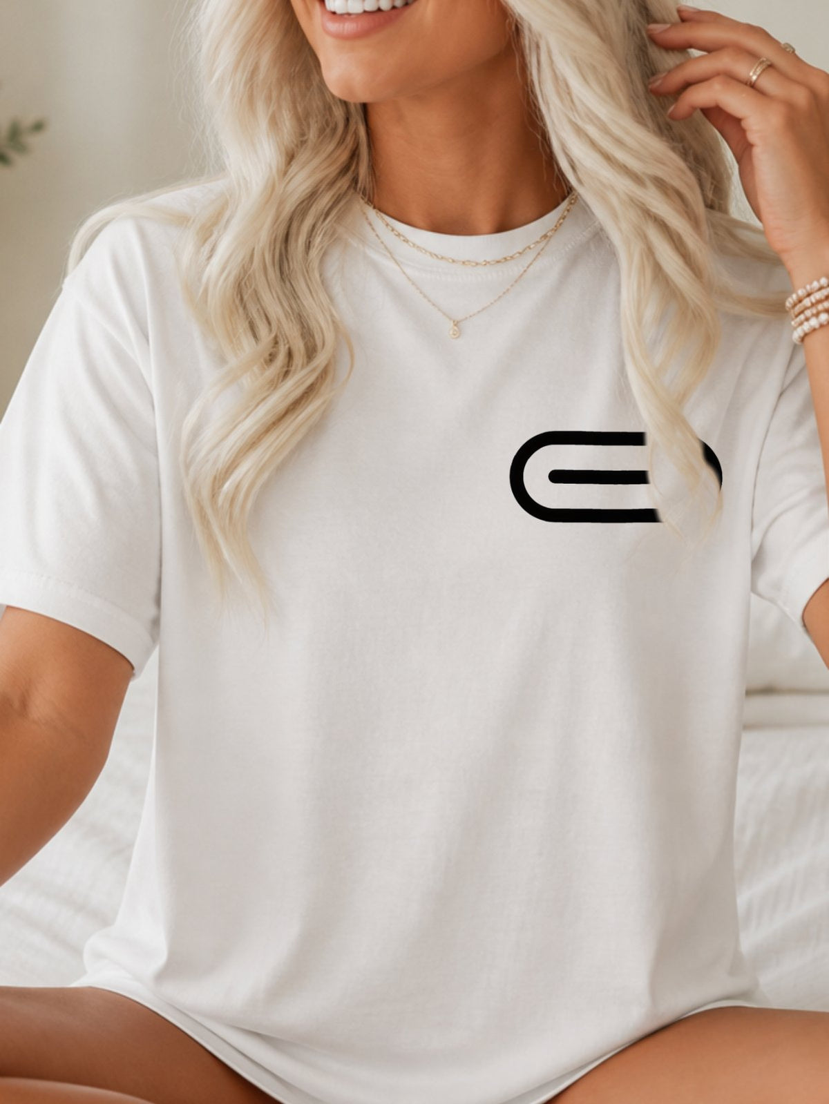 Right Arrow Icon Graphic Tee - White Model