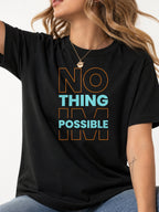 Nothing Is Possible Color Block Graphic T-Shirt - Black Model