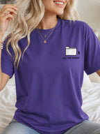 All We Know Folder Doodle Graphic T-Shirt - Lilac Model