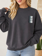 Stay Strong Vintage Boho Graphic Sweatshirt - Hanes_Charcoal_Heather Model