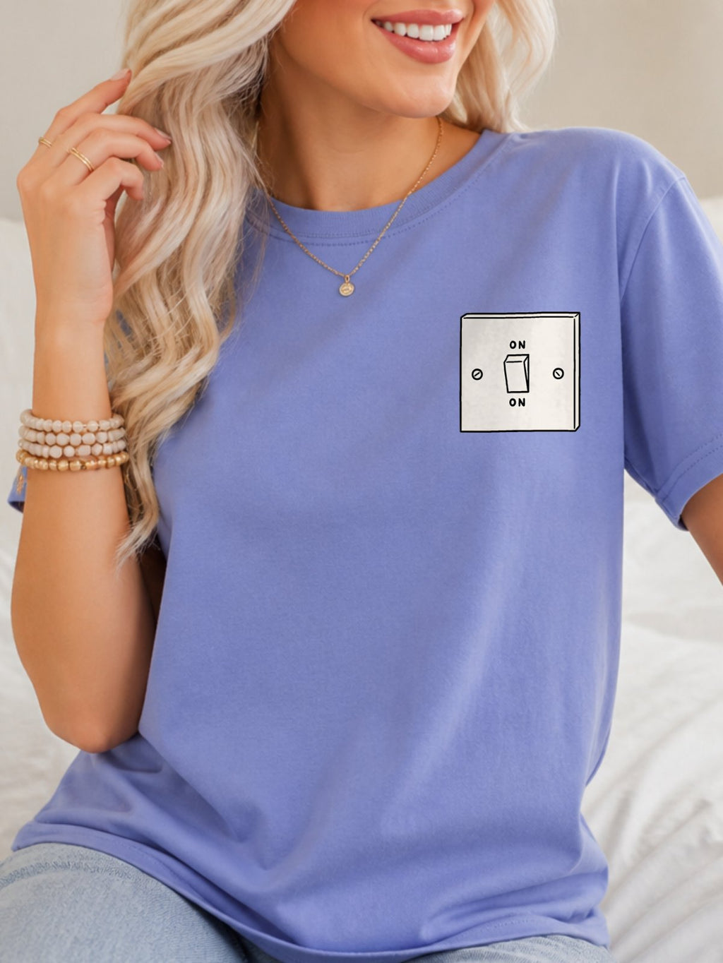 ON Toggle Light Switch T-Shirt - Violet Model