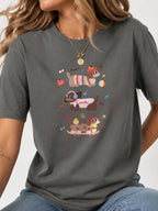 Cute Dachshund Dogs Graphic Tee - Charcoal Model