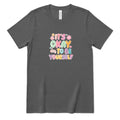 Retro Bubble Letter Positive Tee, Self Acceptance Graphic T‑Shirt, Mental Health Awareness, Be Kind To Yourself Top - Asphalt Front