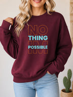 Nothing Impossible Vintage Boho Graphic Sweatshirt - Hanes_Maroon Model