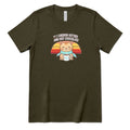 Retro Sunset Cat Tee, Cozy Fall Cat Lover T‑Shirt, Hot Chocolate Graphic Tee, Kitty Owner Gift Top - Army Front