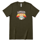 Retro Sunset Cat Tee, Cozy Fall Cat Lover T‑Shirt, Hot Chocolate Graphic Tee, Kitty Owner Gift Top - Army Front