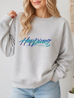 Happiness Vintage Boho Graphic Sweatshirt - Hanes_Ash Model