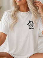 Life Is A Game Play To Win Hand Lettering Graphic T-Shirt - White Model