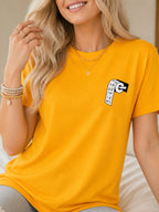 Why Not Bold Hand Drawn Text Graphic T-Shirt - Gold Model