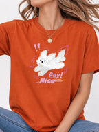 Nice Day Fluffy Dog Graphic T-Shirt - Texas Orange Model