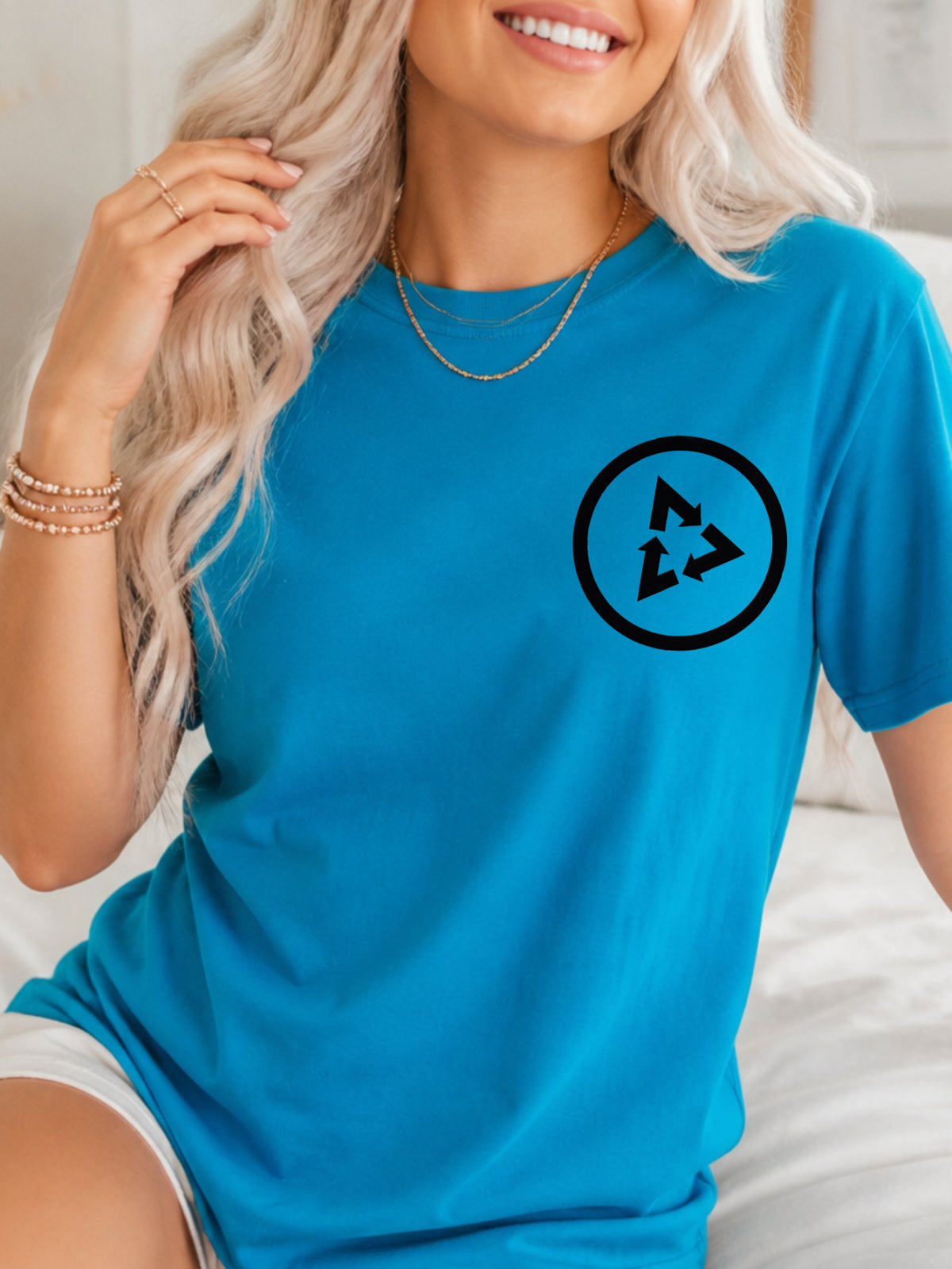 Circular Recycle Arrows Tee - Sapphire Model
