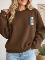 Stay Strong Vintage Boho Graphic Sweatshirt - Hanes_Army_Brown Model
