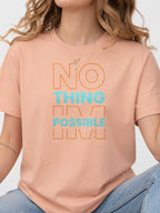 Nothing Is Possible Color Block Graphic T-Shirt - Dusty Rose Model