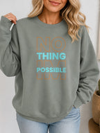 Nothing Impossible Vintage Boho Graphic Sweatshirt - Hanes_Stonewashed_Green Model