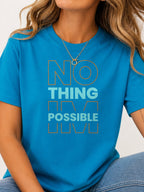 Nothing Is Possible Color Block Graphic T-Shirt - Sapphire Model