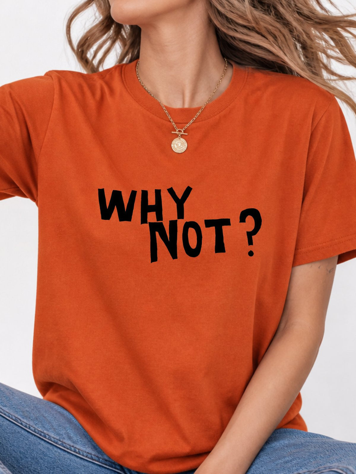 It's A New Day Coffee Cartoon Doodle Graphic T-Shirt - Texas Orange Model