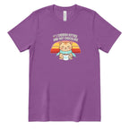 Retro Sunset Cat Tee, Cozy Fall Cat Lover T‑Shirt, Hot Chocolate Graphic Tee, Kitty Owner Gift Top - Royal Purple Front