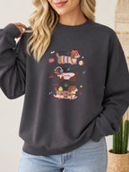 Cute Dachshund Dog Vintage Boho Graphic Sweatshirt - Hanes_Charcoal_Heather Model