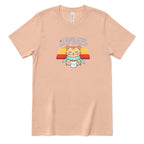 Retro Sunset Cat Tee, Cozy Fall Cat Lover T‑Shirt, Hot Chocolate Graphic Tee, Kitty Owner Gift Top - Peach Front