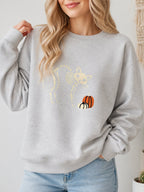 Skeleton Cat Pumpkin Vintage Halloween Sweatshirt - Hanes_Ash Model
