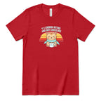 Retro Sunset Cat Tee, Cozy Fall Cat Lover T‑Shirt, Hot Chocolate Graphic Tee, Kitty Owner Gift Top - Canvas Red Front
