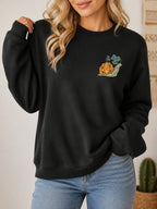Pumpkin Snail Boho Halloween Daisy Sweatshirt - Hanes_Black Model