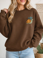 Pumpkin Snail Boho Halloween Daisy Sweatshirt - Hanes_Army_Brown Model